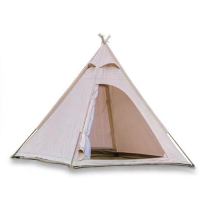 China Straight Tie Type Straight Tie Type Universal Indian Tent Camping Pyramid Cotton Tent For 3-4 Person Outdoor Rainproof Acute Tent for sale