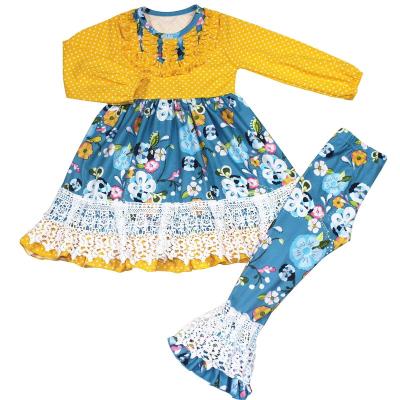 China New Casual Floral Print Girls Sets Kids Boutique Clothing Baby Dress Sets for sale