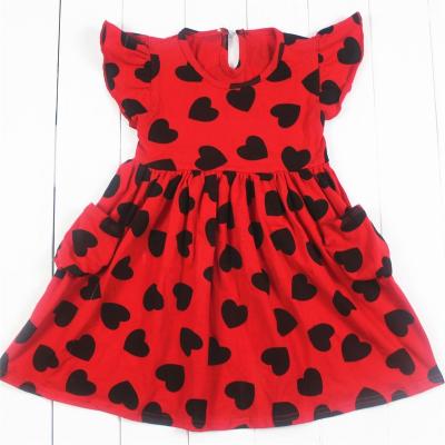 China New Design Toddler Girls Clothing Children Suits 2022 Valentines Baby Clothes Heart Print Washable for sale