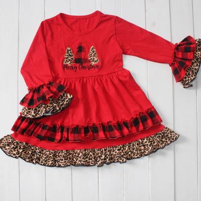 China Wholesale Winter Toddler Dress Kids Girl Clothing Christmas Tree Embroidery Baby Infant Costume Washable for sale