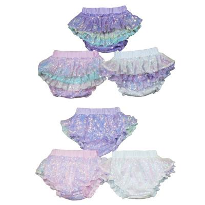 China Breathable Baby Bummies Fashion Clothing Boutique Summer Infant Girls Icing Ruffle Bloomers Sequins for sale