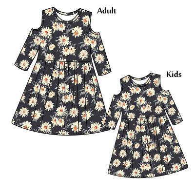 China Spandex/cotton 2021 new next designs mommy and me clothing solid new family items autumn dress clothes for sale