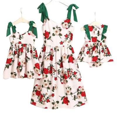 China Breathable Boutique Mommy And Me Summer Matching Bridesmaids Dress 100% Cotton Family Clothes Dresses for sale