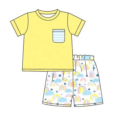 China Wholesale Casual Summer Kids Clothing Rainbow Print Kids Clothes Custom Baby Short Sleeve T-shirt Boys Clothing Set Cute for sale