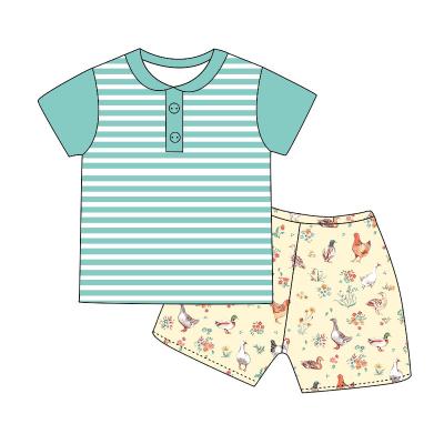 China 2022 new style cotton 2pcs kids clothing stripes summer toddler baby boy casual clothes for sale