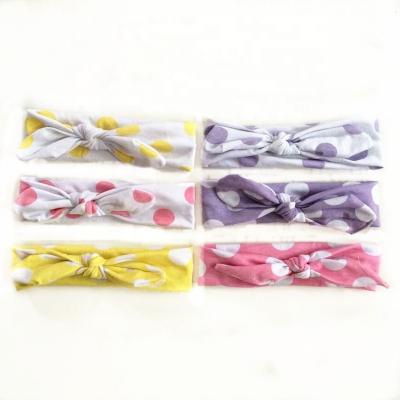 China High Quality Polka Dot Printed Girls Hair Elastic Girls Headbands Accessories Baby Hair Band Accessories Bows Baby's Headbands for sale