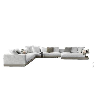 China Italy Style Design Sectional Luxury Living Room Furniture High End Fabric Leather Sectional Sofa for sale