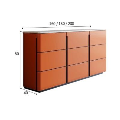 China Modern Wooden Marble Leather Saddle Cabinet Storage Dressers 6 Drawers Bedroom Furniture Top Set for sale