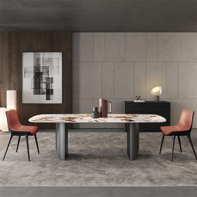 China Modern Wooden Set Legs Stainless Steel With Glass Dining Table for sale