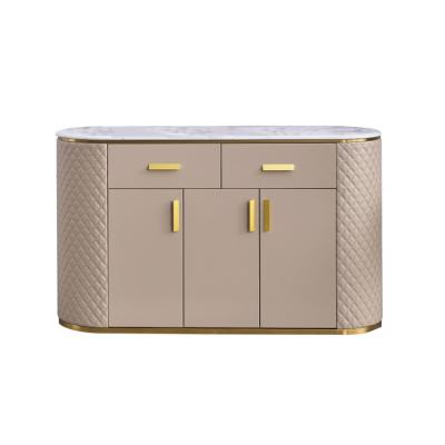 China Modern Luxury Customizable Leather and Stainless Steel Buffets Buffets Cabinets Dining Room Furniture for Restaurant for sale