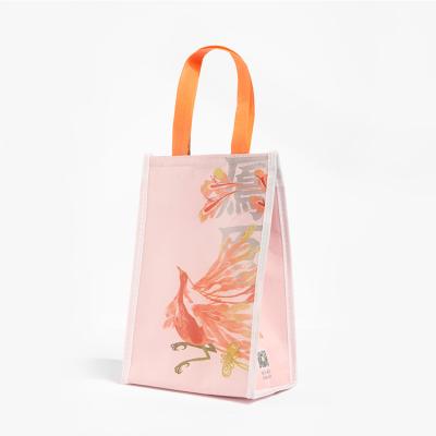 China Waterproof Cartoon Printed Milk Heat Insulation Fabric Cooler Bag With Handle for sale