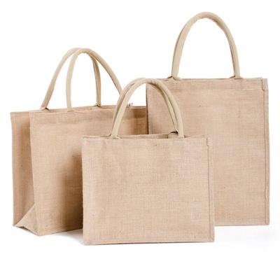 China 100% Shopping Canvas Tote Bag Logo Printed Eco Recycle Natural Custom Foldable Eco-Friendly Jute Reusable Burlap for sale