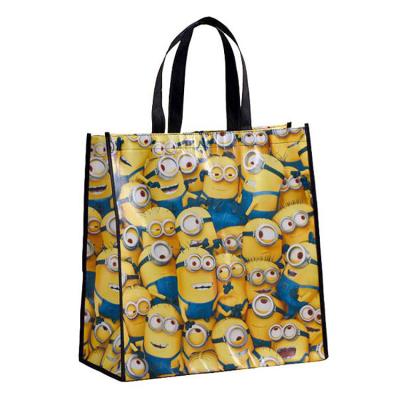 China 100% eco-friendly custom printed cartoons flat laminated pp non woven shopping bag with handles for sale