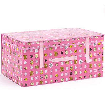 China Viable Cute Collapsible Garment Organizer Clothes Toy Non-woven Storage Bins Storage Box With Lid for sale