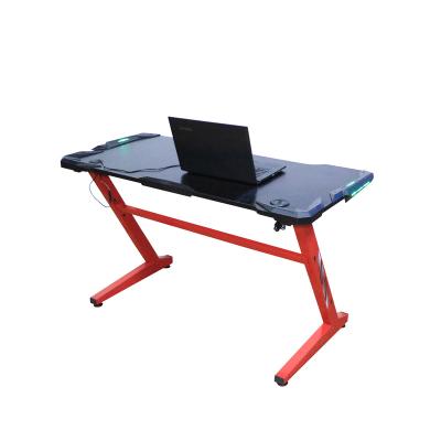 China PARTNER (Height) Ergonomic Racing Style Gaming Z Shaped Desk Adjustable With RGB Light for sale