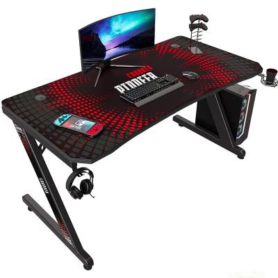 China Amazon Classic Expandable Hot Selling Simple Design Z Shaped Black Metal Frame Game Table Best Gaming Desk for sale