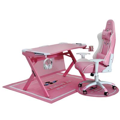 China (Height)Adjustable PARTNER Fashion Gaming Modern Style Adjustable Computer Pink Gaming Desk With Touch Switches for sale