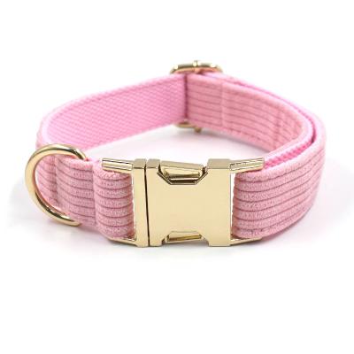 China Viable Hot Selling Princess Luxury Popular Style Pet Collars Cotton Strap Pink Corduroy Dog Collar For Dogs for sale