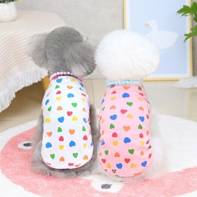 China Wholesale Cheap Pink Dog Clothes Heart Designer Dog Puppy Clothes Spring Soft Cozy Wholesale Cute Viable Summer Dog Clothes for sale