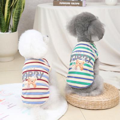 China 2022 Summer Sustainable Pet Stripe Design Swing Bear Cute Dog Clothes Invest Spring Teddy Bear Fancy Dog Clothes Cheap Factory Directly for sale