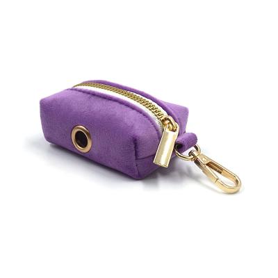 China New Viable Arrive Purple Dispenser Waste Dog Bag Heyri Pet Supplies Velor Velvet Dog Poop Bag Holders Waste Racks for sale