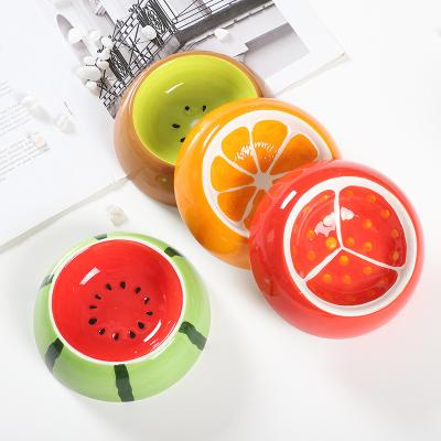 China New Viable Arrive Cute Fruit Design Dog Bowl Ceramic Pet Supplies Custom Printing Ceramic Cat Puppy Bowls for sale