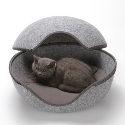 China New Style Factory Price Viable Egg Shape Felt Warm Personality Pet Bed Kennel Kennel Cat Nest for sale