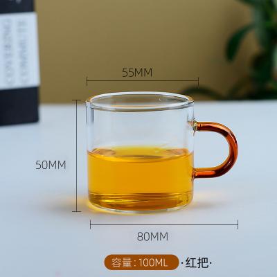 China Viable Wholesale Heat Resistant High Borosilicate Small Glass Tea Cup With Colored Handle for sale