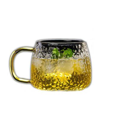 China High Pattern CLASSIC Borosilicate Hammer Personalization Tea Coffee Drinking Glass Mug for sale