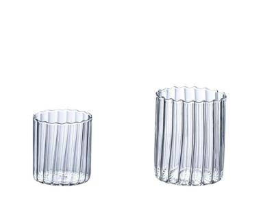 China Sales CLASSIC Borosilicate 250Ml 450Ml Hot Heat Resistant Single Wall Striped Glass Mug for sale