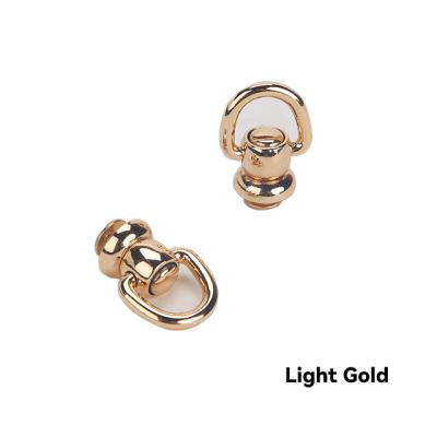 China Brass D Ring Studs Nickel Free Leather Rivets Screw Back 360 Degrees Free Rotation for sale