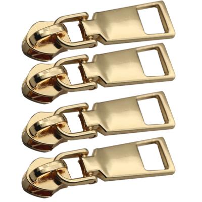 China No.5 Nickel Free Nylon Bronze Alloy Lightweight Gold Plating, Silver, Gunmetal Flexible Slider Zipper Pulls. for sale