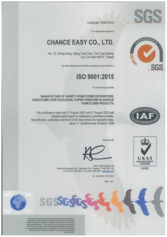 ISO9001 - CHANCE EASY CO., LTD.