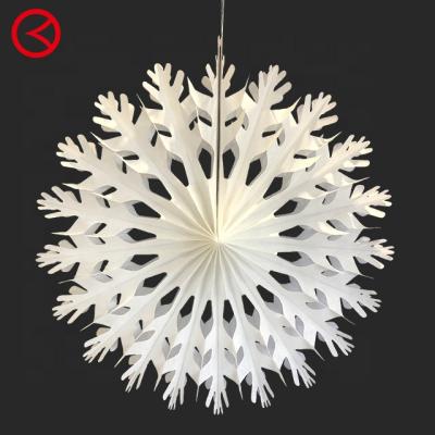 China Tissue Paper Christmas Decoration Party Decoration Paper Fan Snowflake Folding Fan for sale