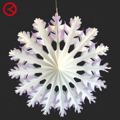 China 2021 Large Tissue Paper Christmas Gradation Snowflake Paper Fan Decoration for sale