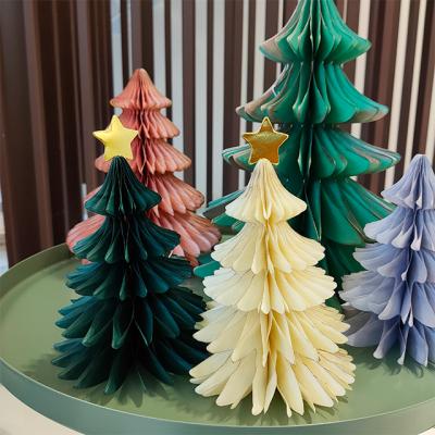 China Christmas Paper Tree Honeycomb Decoration CE-8P052 Art Paper Small Size 55gsm for sale