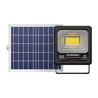 China Residential Solar Lights 60W Outdoor Solar Lamp Remote Control Solar Powered Flood Light IP66 Waterproof For Yard Pool for sale