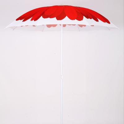 China Modern factory high quality degree mass production the red patternbeach umbrella for vacation for sale