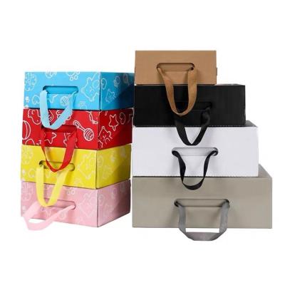 China Recycled Materials Paper Suitcase Gift Box Logo Paper Box Custom Packaging Customize Cardboard Kraft Paper Gift Box With Clear Window for sale