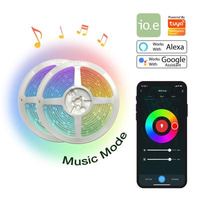 China Wifi Smart Wi-Fi LED Music Strip Light 10m Waterproof 24W 100-240V RGB Dimmable Tuya Smart Works with Alexa and Google Assistant for sale