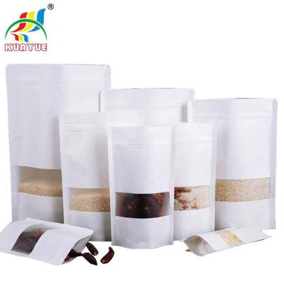 China Paper Recyclable White Window Stand Up Packaging Ziplock Bag On Sale Gifting Bake and Office Organization Kraft Paper Sachet for sale