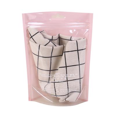 China Clothing Packaging Bag Moisture Proof Clear Stand Up Pouch Bag Plastic Transparent Holder Up Pouch Packaging for sale