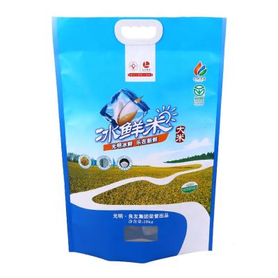 China Custom Printing Moisture Proof China 25kg 50kg PP Plastic Rice Bag Food 1kg 2kg 5kg PE Plastic Rice Packing Bag With Handle for sale