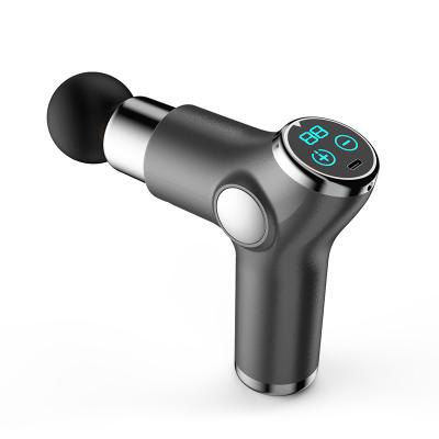 China New Mini Cheap Rechargeable LCD Handheld Rechargeable 4 Heads Percussion Massage Gun for sale