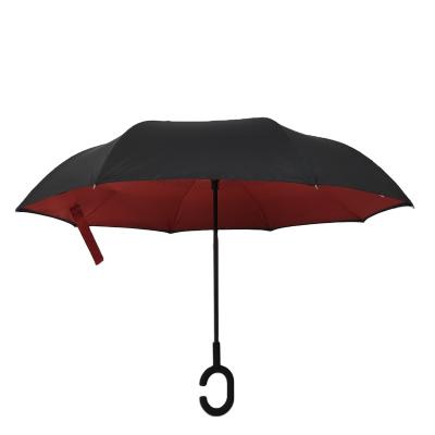 China Minimalist Classic C Handle Easy Carry Inverted Umbrella Reverse Straight Umbrella for sale