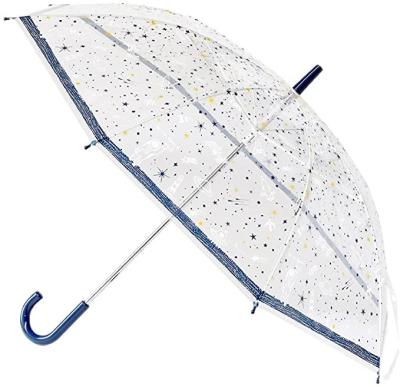 China Eclectic Wholesale Blue Copy Space Lear Plastic Transparent Portable Umbrella for sale