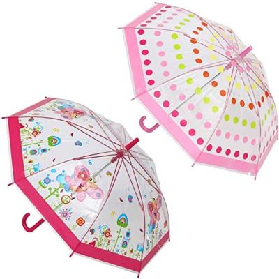 China Child CLASSIC Size Cute Transparent Clear Rain Child Stick Umbrella for sale