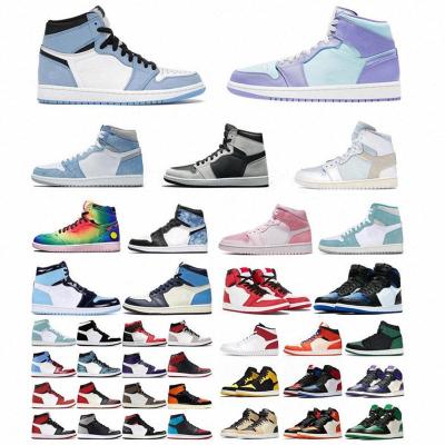 China Fashion\comfortable\durable\Breathable\Lighted Og Box High Quality Aj 1 Men Women Chicago Sneakers Black Toe Leather Chicago Basketball Shoes For Men Shoes Stock for sale