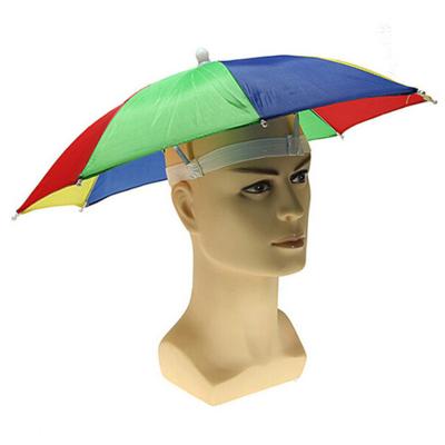 China Factory Direct Sales UV Protection Customized Clear Logo Printed Umbrella Hat For Adults And Children Safe Polyester Mini Rainbow Head Umbrella for sale