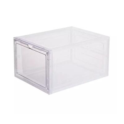 China Sustainable Individual Detachable Plastic Transparent Black And White Shoe Box Storage Box for sale